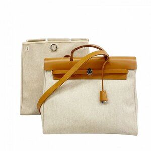 Hermes Handbag Herbag MM Toile Ash Natural Silver